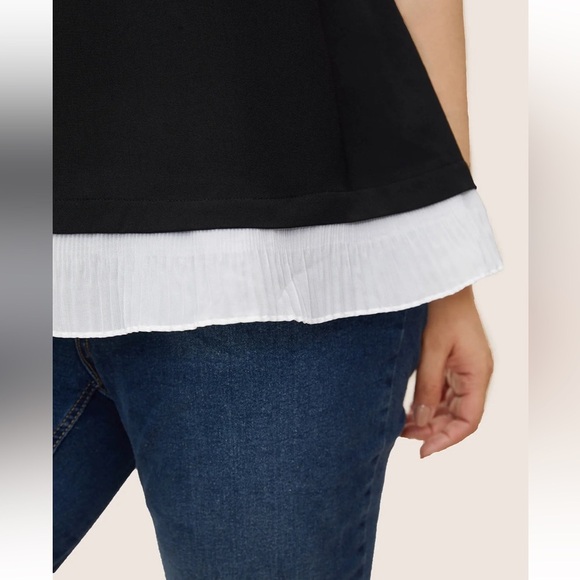 BloomChic Plus Size Round Neck Contrast Ruffle Trim Blouse - Picture 3 of 7